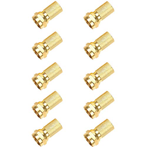 TLS.eagle RG6 Compression F Type Gold Plated Connector Twist on Coax Cable Adapter Pack of 10