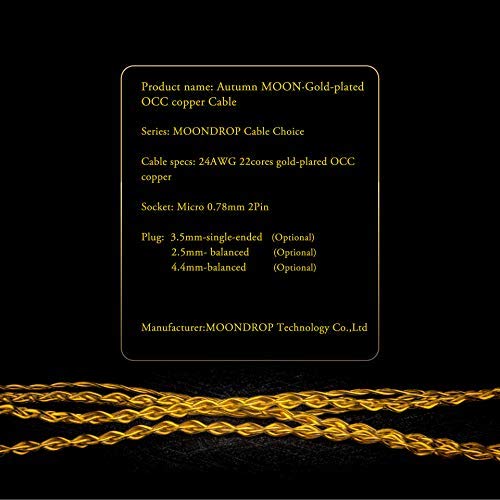 Moondrop Autumn Moon 24AWG 22Core 6N Gold-Plated OCC Copper 2pin 0.78mm Earphone Upgrade Cable (3.5mm)