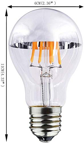 LED Filament Bulb A19 10W, LED Edison Bulb, Half Chrome Silver Bowl Tipped, E26 Base, Warm White 2700K, 100W Equivalent, 900LM, 2Pack