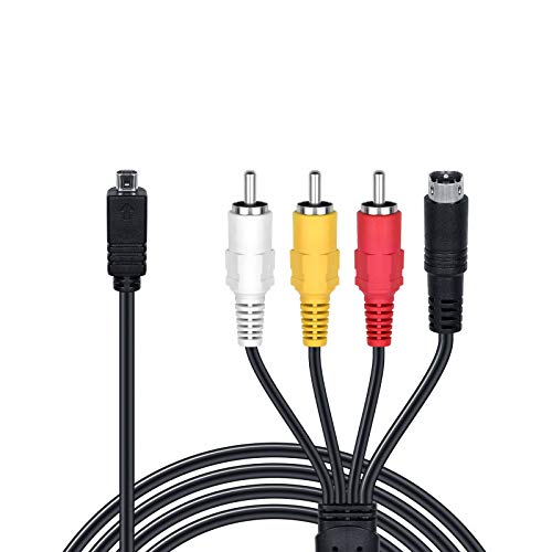 5 Feet AV A/V Audio Video TV-Out Cable Cord for Sony Camcorder Handycam DCR-HC28/e DCR-SX85/v/e/l SX85/b/r and More Models