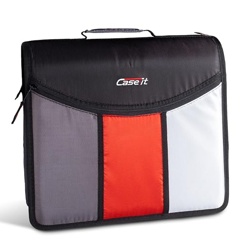 Case-it The Mighty Zip Tab Zipper Binder - 3 Inch O-Rings - 5 Color Tab Expanding File Folder - Multiple Pockets - 600 Sheet Capacity - Comes