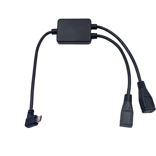 Kework 12 Inch Right Angle Micro USB 5 Pin Splitter Cable, Micro USB 1 Male to 2 Female Extension Extender HUB Cord