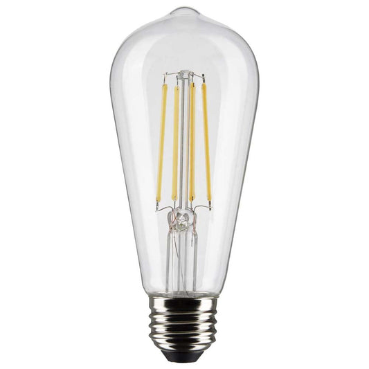 Satco 8W ST19 LED Clear Light Bulb, Cool White, E26 Base, 6 Pack