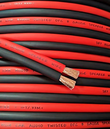 10' feet OFC True 8 Gauge AWG Oxygen Free Copper Speaker Wire RD/BK Car Home Audio