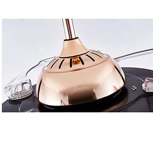 36/42inch Modern Luxury K9 Crystal Ceiling Fan with 4 Retractable Blades 3 Speeds Silent Ceiling Fans Lighting Fixture LED Light for Home Restaurant