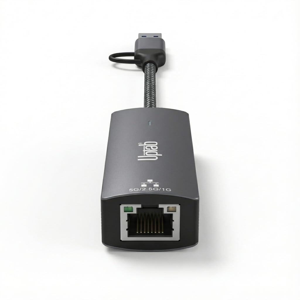 UPTab USB-C & USB-A to 5Gbps Ethernet Adapter, USB 3.2 RJ45 Network Adapter with Realtek RTL8157, Plug and Play, Compatible with Windows, macOS