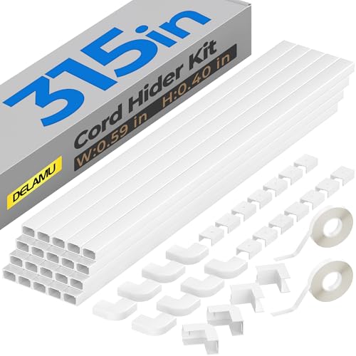 Delamu Cable Hider, 315in Cord Covers for Wires on Wall, One-Cord Cord Hider, Paintable Wire Hiders Wire Covers for Cords, Cable Management for Hiding