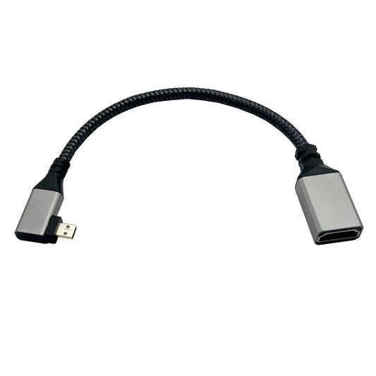 Seadream 4K Angled Micro HDMI to HDMI Cable;8inch Nylon Braided Left Angled Micro HDMI Male to HDMI Female Cable (Type D to Type A) Support 4K/60Hz