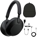 Sony WH-1000XM5 Noise Canceling Wireless Over-Ear Headphones (Black) & Case