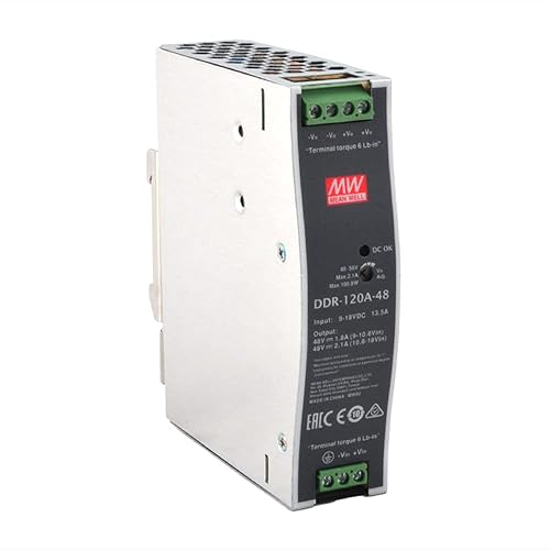 Original MEAN WELL DDR Series 100W DIN Rail DC-DC Converter Input 9-18V DC to 48V DC 2.1A 100W meanwell Power Supply Power Converter (12V dc to 48V…