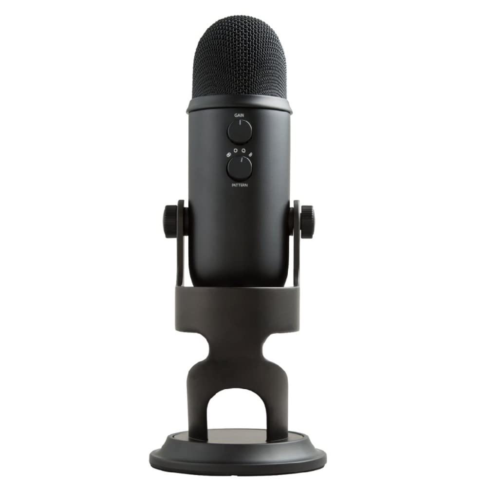 Blue Yeti Microphone (Blackout) Bundle with Boom Arm Stand, Pop Filter and Shock Mount (4 Items)