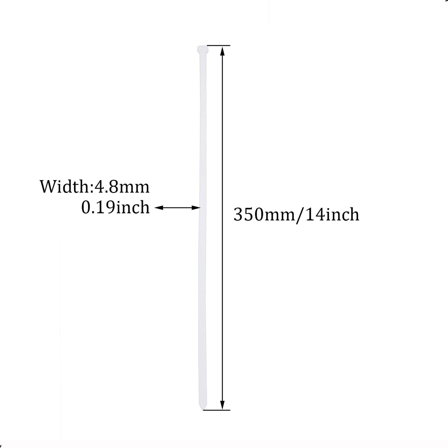 30Pcs Cable Zip Ties 350 x 4.8mm / 14 x 0.19 Inch Self-Locking Nylon Tie,50LBS Tensile Strength,Wraps Cord Management,Plastic Heavy Big Wire Toes