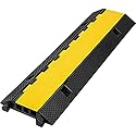 Happybuy 1 Pack of 3-Channel Rubber Cable Protector Ramps Heavy Duty 44000Lbs Load Capacity Cable Wire Cord Cover Ramp Speed Bump Driveway Hose Cable