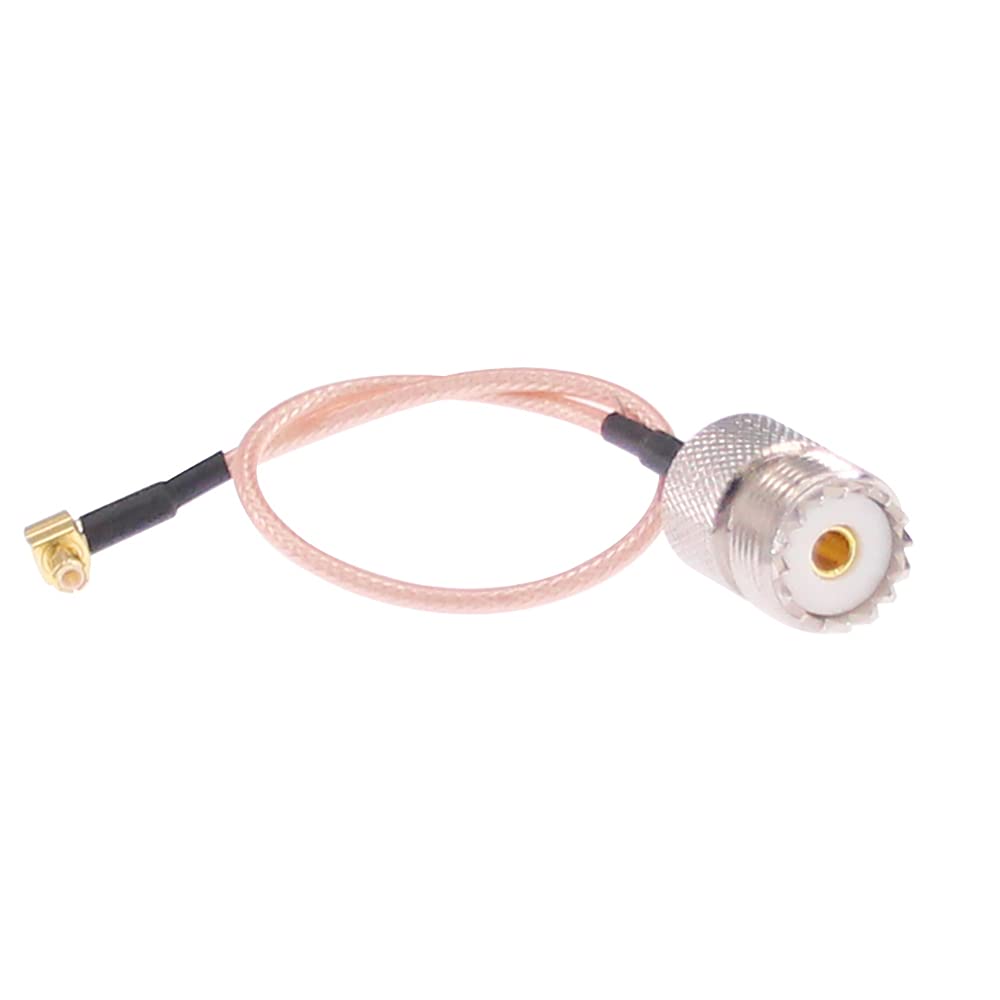 RFaha 2pcs RF coaxial Cable UHF Female SO239 to MCX Male Right Angle Antenna Extender Cable Adapter Connector RG316 20CM(F31-2)