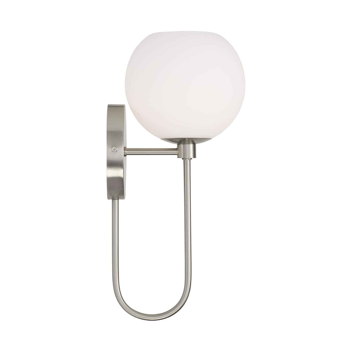 HomePlace by Capital Lighting 652111BN-548 Ansley Retro/Vintage Mid-Century Art Deco Soft White Glass Wall Sconce, 1-Light 100 Watt, 15" H x 7" W