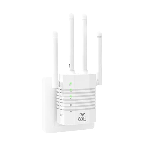 1-Tap Setup WiFi Extender, Dual Band 5GHz/2.4GHz WiFi Signal Booster, 12880 Sq.Ft WiFi Range Extender, 105 Devices Supported, Ethernet Port & High