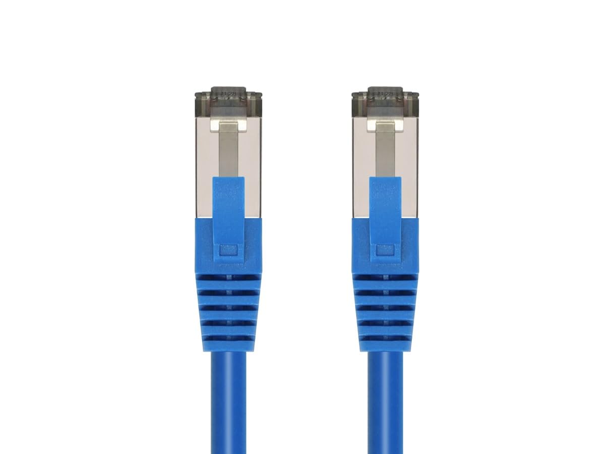 Monoprice Cat8 Patch Cable - 25 Feet - Blue | Double Shielded (S/FTP), 28AWG, 2GHz, 40G, Pure Bare Copper, Snagless RJ45, Ethernet Cable