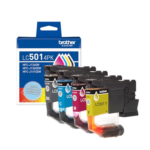 Brother Genuine LC5014PK 4-Pack (1 Each of) Standard Yield Black, Cyan, Magenta, and Yellow Ink Cartridges