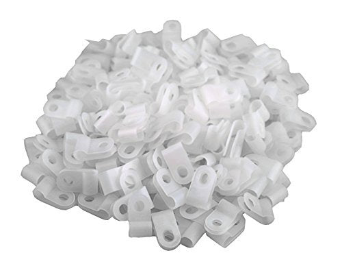XINGYHENG 200pcs White Nylon R-Type Cable Clips Fastener for 1/4 Inch (6.35mm) Dia Wire Tube (Plastic Wire Cord Clip Fixer)