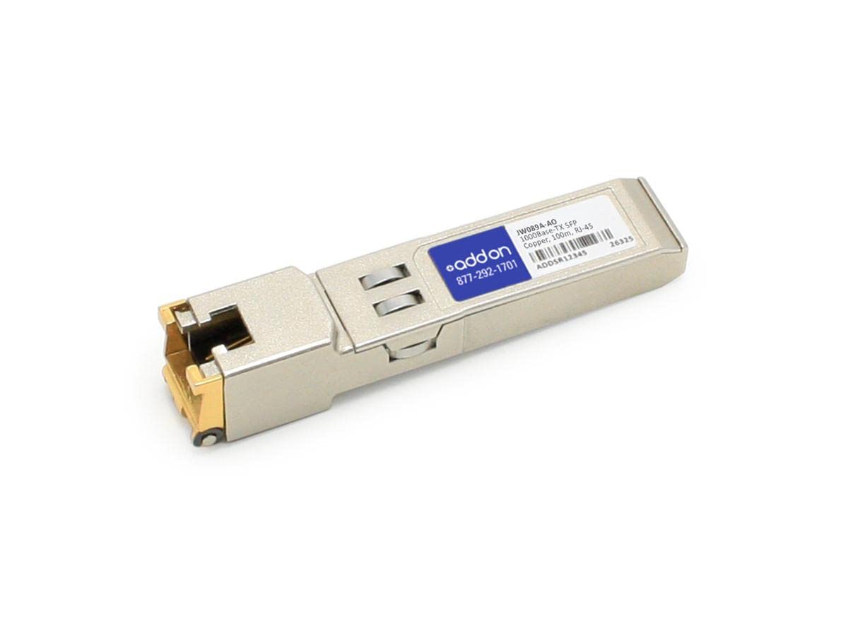 AddOn Add On Aruba Networks JW089A Compatible TAA Compliant 10/100/1000Base-TX SFP Transceiver (Copper, 100m, RJ-45)