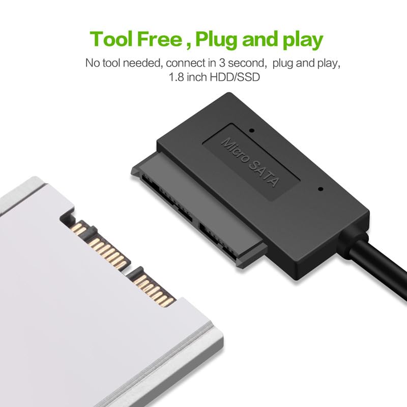 cablecc USB 3.0 to Micro SATA 7+9 16 Pin 1.8" 90 Degree Angled Hard Disk Driver SSD Adapter Cable 10cm
