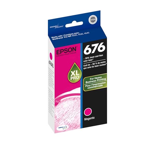 EPSON 676 DURABrite Ultra Ink High Capacity Magenta Cartridge (T676XL320-S) Works with WorkForce Pro WP-4010, 4020, 4023, 4090, 4520, 4530, 4533