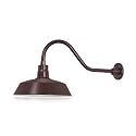 14in. Architectural Bronze Outdoor Gooseneck Barn Light Fixture with 22in. Long Extension Arm - Wall Sconce Farmhouse, Vintage, Antique Style - UL