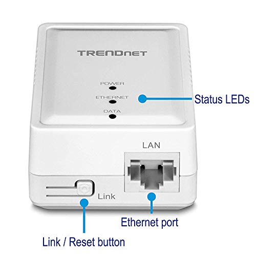 TRENDnet Powerline 500 AV Nano Adapter Kit, Includes 2 x TPL-406E Adapters, Cross Compatible with Powerline 600-500-200, Windows 10, 8.1, 8, 7, Vista