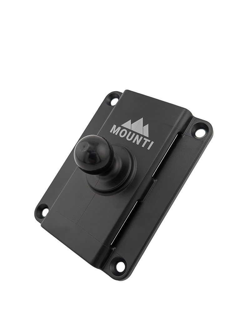 Mounti Mounting Plate with 17mm Ball for Smartphones, GPS, Trail Cams, Black, Tough UV + Weather Resistant Polymer