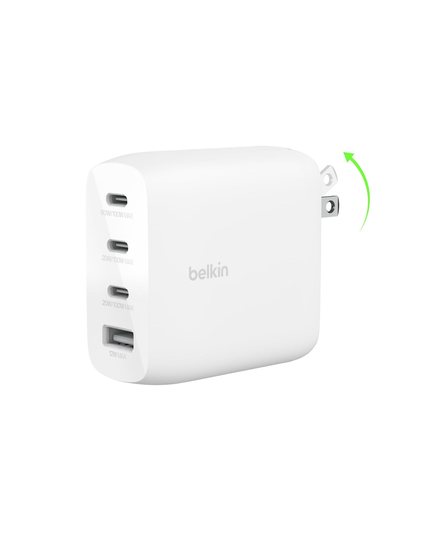 Belkin 112W 4-Port GaN USB C Charger Block, USB-C Power Delivery Super Fast Charging & USB-A Port, MacBook, Samsung Galaxy S26, Apple iPhone 17, Air