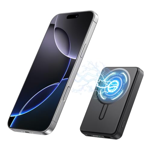 Aterob for Magsafe Portable Charger 5000mAh, Slim Magnetic Battery Pack, 15W Wireless Magnetic Battery Pack, 20W PD Fast Charging, Magnetic Power Bank