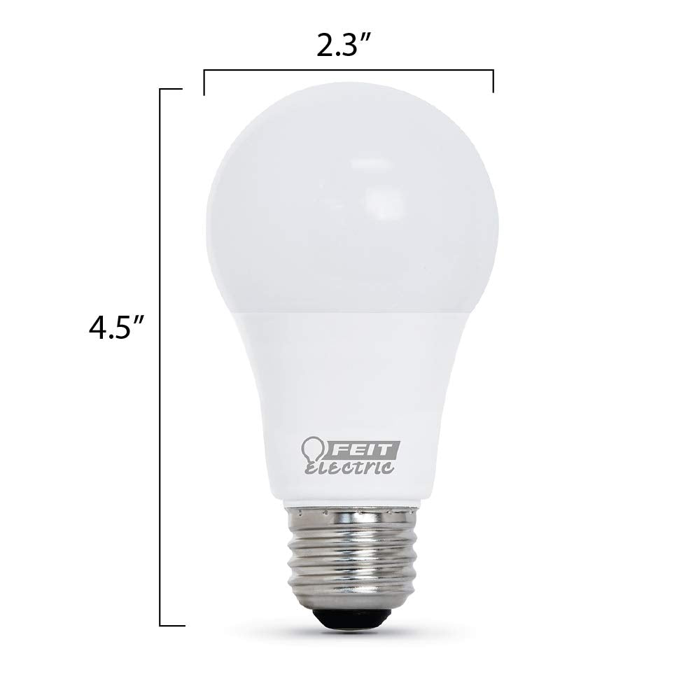 Feit Electric A19 LED Light Bulb, 60W Equivalent, E26 Medium Base, 800 Lumens, 3000K Bright White, Non-Dimmable Standard Garage Door Opener Light