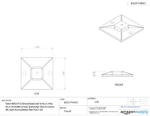 Panduit ABM2S-AT-C0 Cable Tie Mounts - Adhesive Backed (Pack of 100)