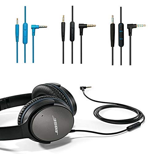EARLA TEC Replacement Audio Cable Cord Extension Wire for Bose QuietComfort QC25 QC35 Headphones with in line Mic Volume Control (Blue)