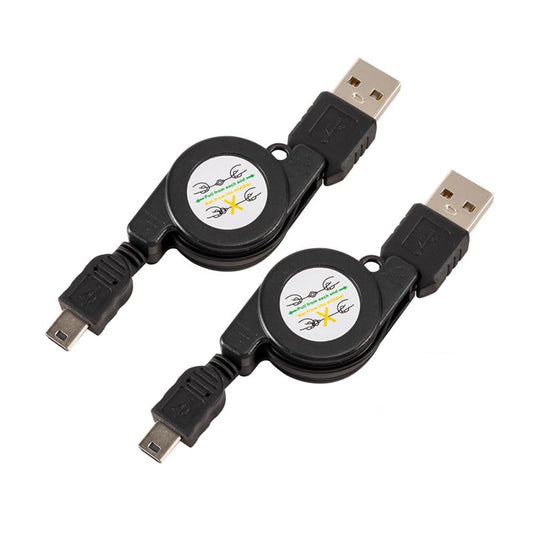 RecDec 2 Pack Retractable Mini USB Cable Portable USB 2.0 Type A Male to Mini B Charger Cord Charging Cable for Digital Camera Dash Cam MP3 Player
