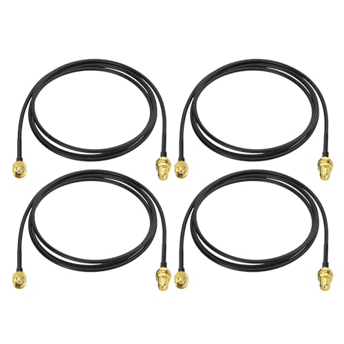 Bingfu WiFi Antenna Extension Cable 4-Pack RP-SMA Male to RP-SMA Female Bulkhead Mount RG174 Coaxial Cable 1m 3 feet for WiFi Router Security Camera