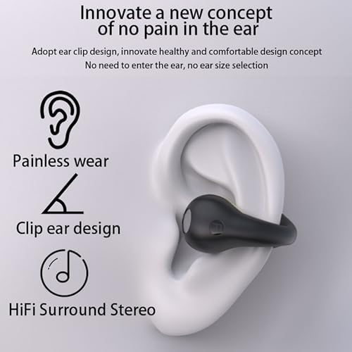 Bitstik Open-Ear Wireless Headphones Bluetooth Clip On Mini Earbuds Charging Case Ear Buds Sports Bone Conduction Headphones Earphones for Workout…