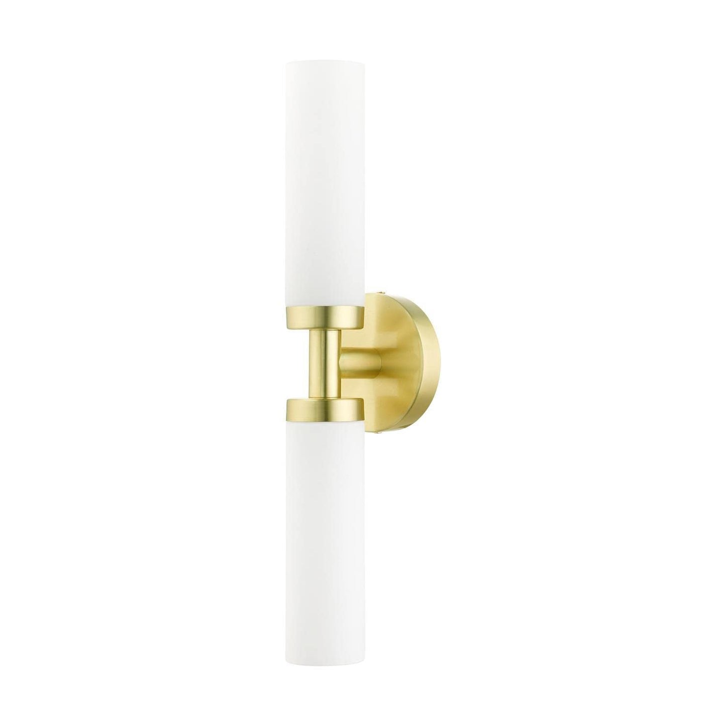 Livex Lighting Aero Steel 2 Light Wall Sconce for home decor, 1 Satin Brass Finish light fixture, perfect for bathroom, bedroom or living room decor