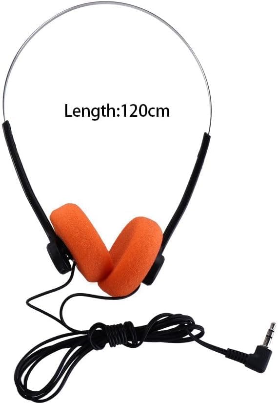 Juroicessry Orange Retro On Ear Headphones, Wired Stereo Headphones,Headphone, Lightweight Portable Headphone with Adjustable Headband 1 Piece