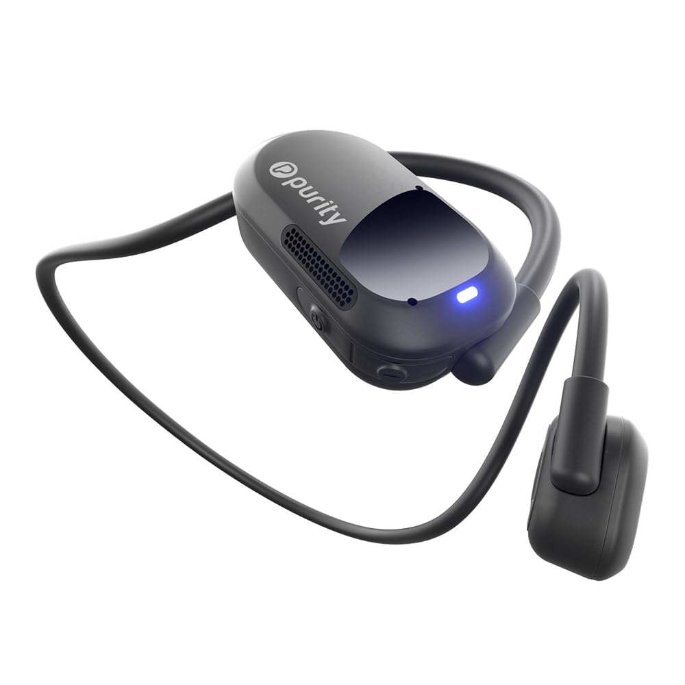 Purity Air Open Ear Headphones - True Air Conduction Wireless Bluetooth Open Ear Earbuds with Dual Mic for iPhone/Android - Secured Long Wearing
