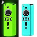 [2 Pack ] Firestick Silicone Remote Cover Case Compatible with 4K Firetv Stick, Firetv Remote Control Cover, Shockproof Anti Slip Case (Green Glow
