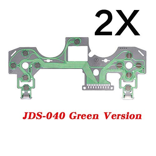 2x Replacement Buttons Ribbon Circuit Board for PS4 Dualshock 4 Pro Slim Controller Conductive Film Keypad Flex Cable PCB Green Version (JDS-040)