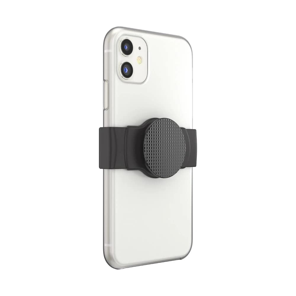 PopSockets Phone Grip Slide for Phones and Cases, Sliding Phone Grip with Expanding Kickstand - Black Knurled Texture