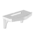 D-Line 1-Shelf Modern White Wall Mount Outlet Shelf for Horizontal & Vertical Outlets, Echo Dot Socket Shelf, Smart Phone Perch, Built in Cable