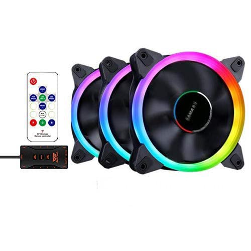 7xinbox 3 Pack Computer Case PC Fans RGB PWM LED Case Fan Adjustable Color Quiet High Airflow CPU Cooling Fans and Radiator Silent Intelligent Control