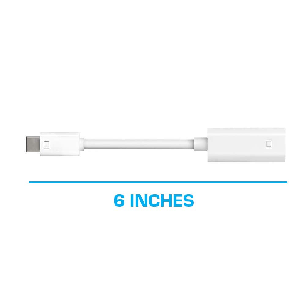 Mini Display Port to HDMI Cable - Mini DP Male to HDMI Female Video Adapter - 6 Inches, White
