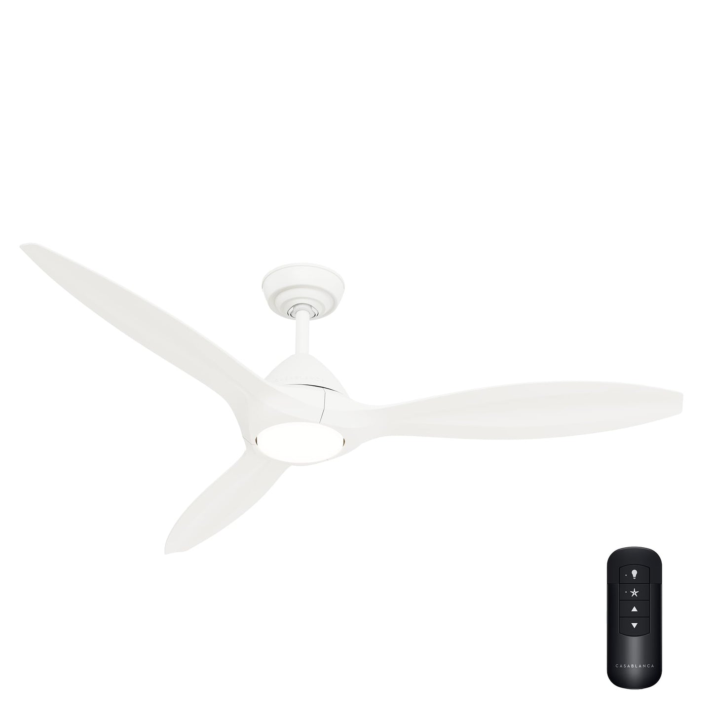 Casablanca Fan 56 inch Ceiling Fan with Light and Remote, Outdoor or Indoor White Ceiling Fan for Porch, Living Room, Office, Kitchen, Garage, 3