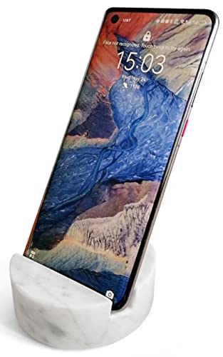 fashciaga Luxurious Marble Cell Phone Stand Holder for Cellphone Tablet On Desk, Countertop, Table, Nightstand. Heavy Real Stone Mobile Phone Stands