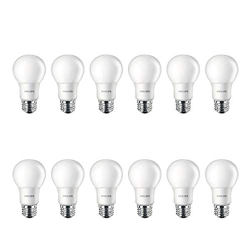Philips LED Non-Dimmable A19 Frosted Light Bulb: 800-Lumen, 2700-Kelvin, 8.5-Watt (60-Watt Equivalent), E26 Base, Soft White, 12-Pack