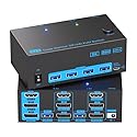 KVM Switch 3 Monitors 2 Computers, Reyoten 8K60Hz KVM Switches,3 Monitors 2 Computers HDMI DP Switch, 4K144Hz Switch for 2 PCs Share Monitor Keyboard